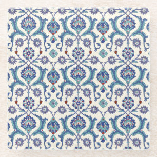 Posavasos De Vidrio Ornamento floral: Patrón árabe tradicional.