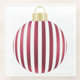 Posavasos De Vidrio ORNAMENTO ROJO Y BLANCO DE navidades
