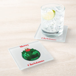 Posavasos De Vidrio Ornamento verde con Holly Coaster