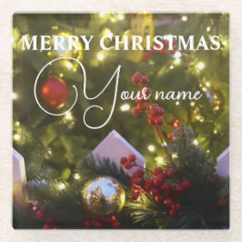 Posavasos De Vidrio Ornamentos de árboles de Navidad