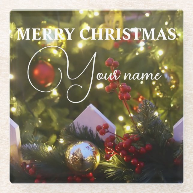Posavasos De Vidrio Ornamentos de árboles de Navidad (Anverso)