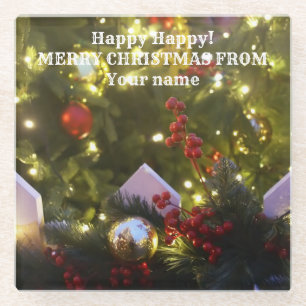 Posavasos De Vidrio Ornamentos de árboles de Navidad