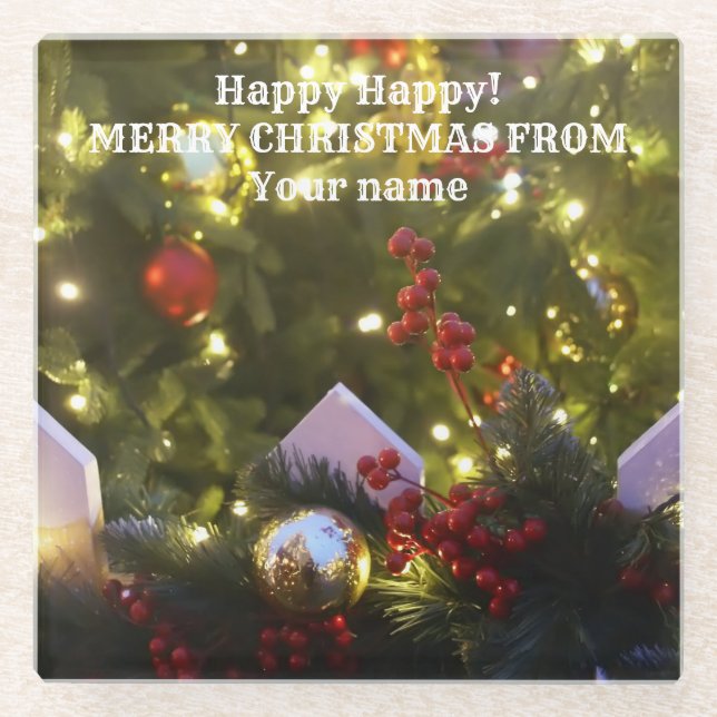 Posavasos De Vidrio Ornamentos de árboles de Navidad (Anverso)