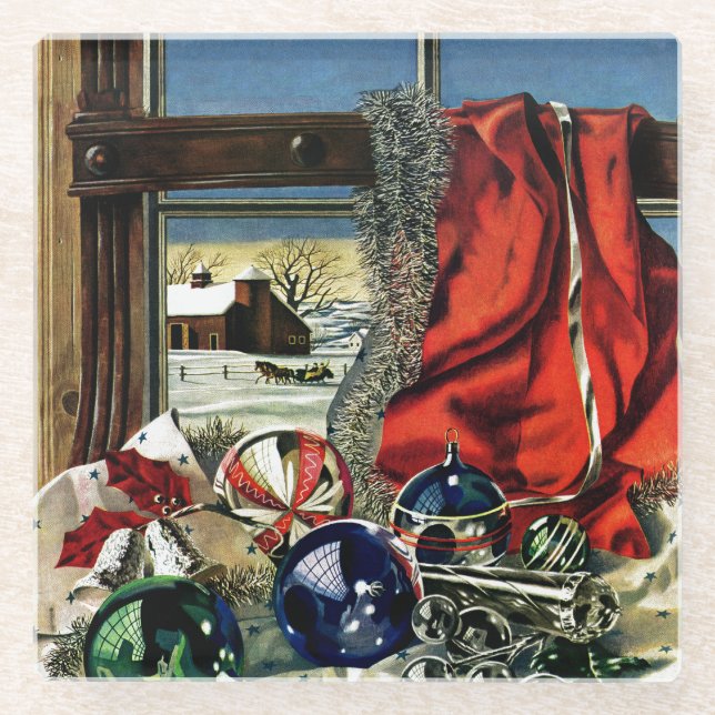 Posavasos De Vidrio Ornamentos de Navidad (Anverso)