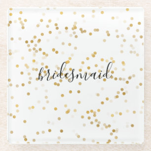Posavasos De Vidrio Oro Glam Confetti Bridesmaid