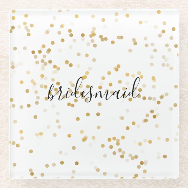 Posavasos De Vidrio Oro Glam Confetti Bridesmaid (Anverso)