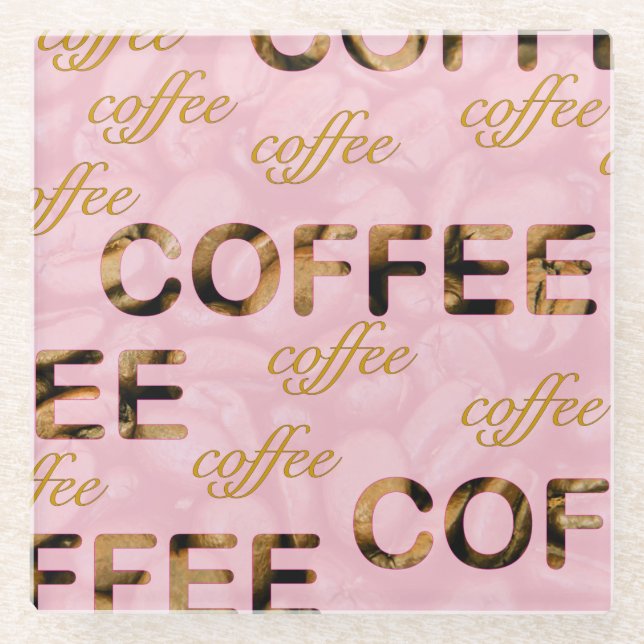 Posavasos De Vidrio Oro rosa de café (Anverso)