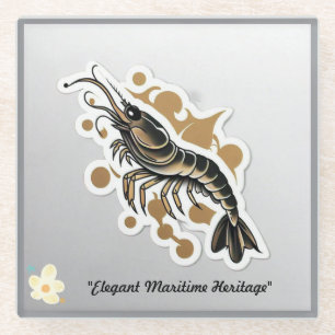 Posavasos De Vidrio "Oro y ancla"