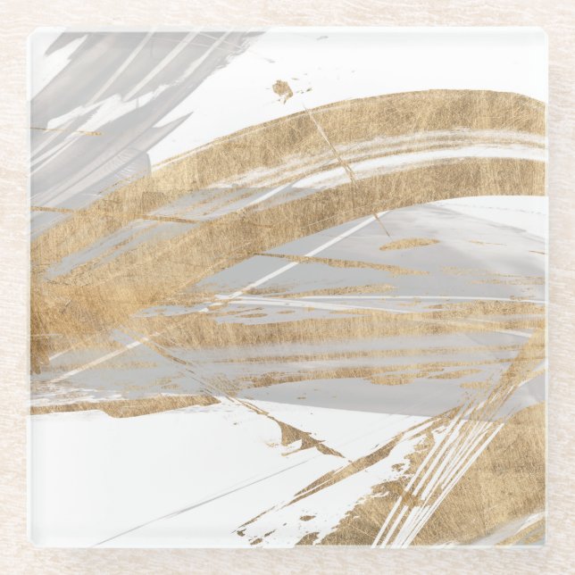 Posavasos De Vidrio Oro y gris (Anverso)