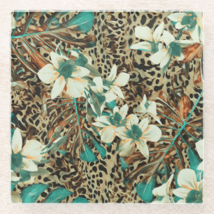 Posavasos De Vidrio Orquídea Acuarela Floral Ilustracion sin foco