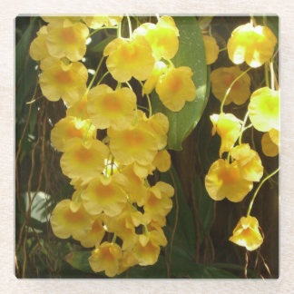 Posavasos De Vidrio Orquídeas Amarillas colgando flores tropicales