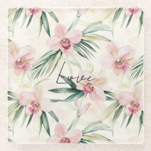 Posavasos De Vidrio Orquídeas rosadas de bonito