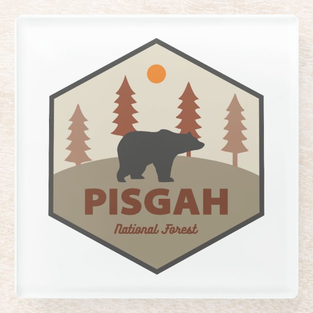 Posavasos De Vidrio Oso Forestal Nacional de Pisgah (Anverso)