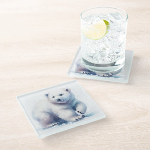 Posavasos De Vidrio Oso Polar Genial Tranquilo e Imparable