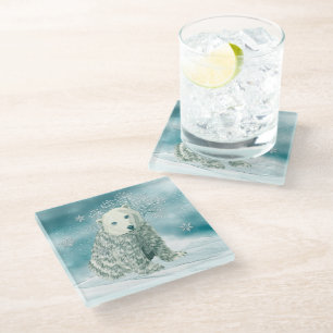 Posavasos De Vidrio Oso Polar Norte de Alaska