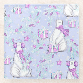 POSAVASOS DE VIDRIO OSOS POLARES CUIDADOS CON PRESENTES DE NAVIDAD