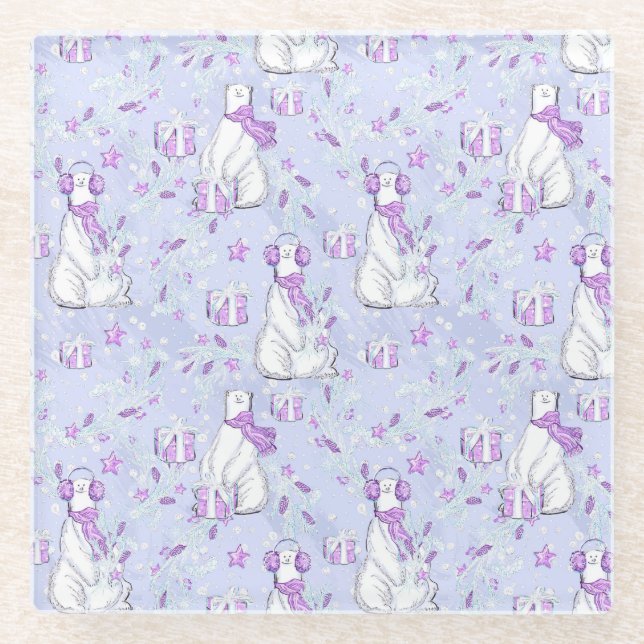 POSAVASOS DE VIDRIO OSOS POLARES CUIDADOS CON PRESENTES DE NAVIDAD (Anverso)