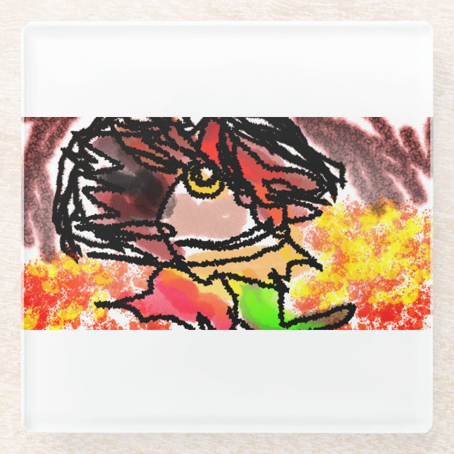 Posavasos De Vidrio Otoño Hedgehog (Anverso)