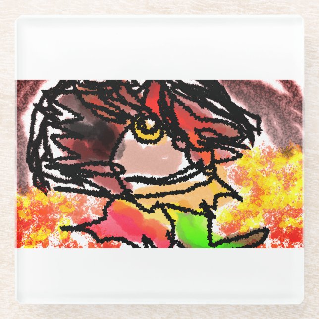 Posavasos De Vidrio Otoño Hedgehog (Anverso)