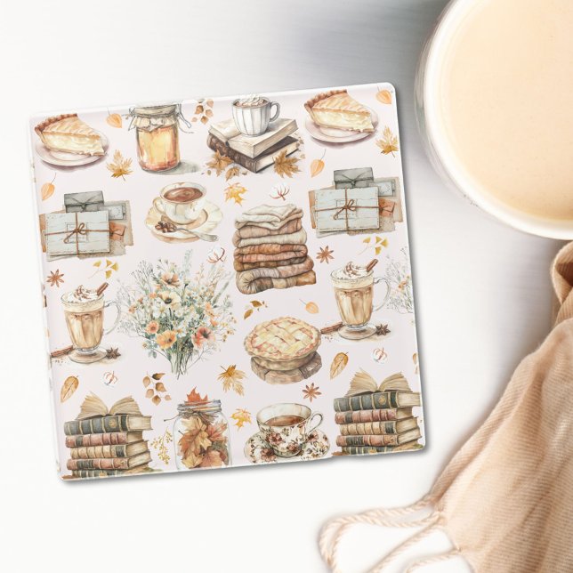Posavasos De Vidrio Otoño Patrón estético básico favorito del otoño (In situ)