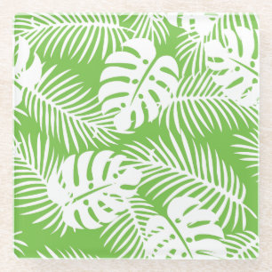 Posavasos De Vidrio Otoño tropical, patrones de hojas de verano
