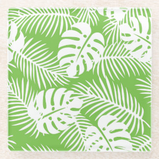 Posavasos De Vidrio Otoño tropical, patrones de hojas de verano