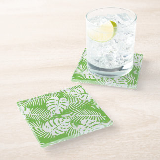 Posavasos De Vidrio Otoño tropical, patrones de hojas de verano