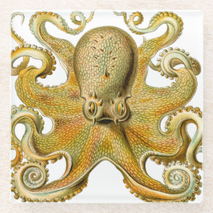 Posavasos De Vidrio Otopus ilustracion antiguo monstruo del mar