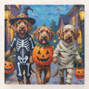 Posavasos De Vidrio Otterhound pidiendo dulces con disfraces de Hallow