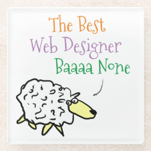 Posavasos De Vidrio Oveja divertida diseñadora web mejor Baaa ninguna