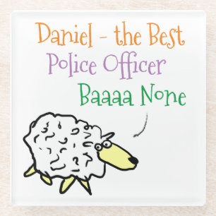 Posavasos De Vidrio Oveja oficial de policía divertida Mejor Baaa Ning