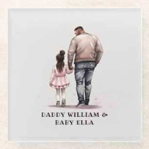 Posavasos De Vidrio Padre e hija negros personalizados (2)