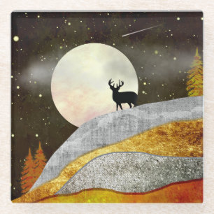 Posavasos De Vidrio Paisaje de Deer Moon