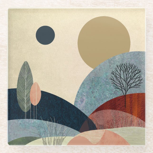 Posavasos De Vidrio Paisaje de Fantasy Hills (Anverso)