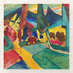 Posavasos De Vidrio Paisaje de Kandinsky con dos álamos
