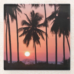 Posavasos De Vidrio Paisaje de la palmera del coco