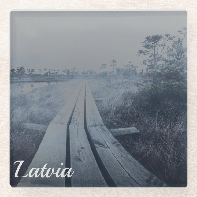 Posavasos De Vidrio Paisaje de oscilación de niebla (Anverso)