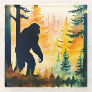 Posavasos De Vidrio Paisaje de otoño Sasquatch al atardecer