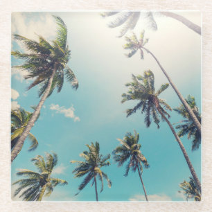 Posavasos De Vidrio Paisaje de playa tropical de tranquilidad