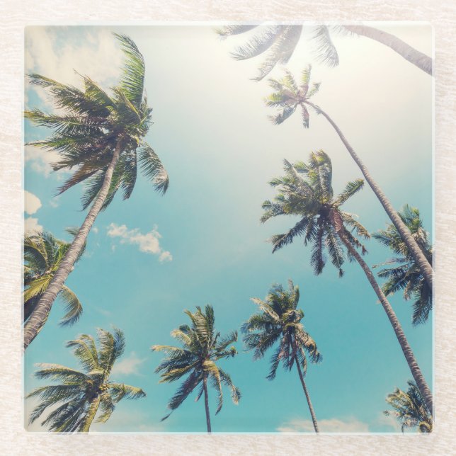 Posavasos De Vidrio Paisaje de playa tropical de tranquilidad (Anverso)