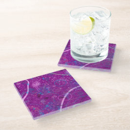 Posavasos De Vidrio Paisaje de sueños abstracto púrpura