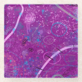 Posavasos De Vidrio Paisaje de sueños abstracto púrpura