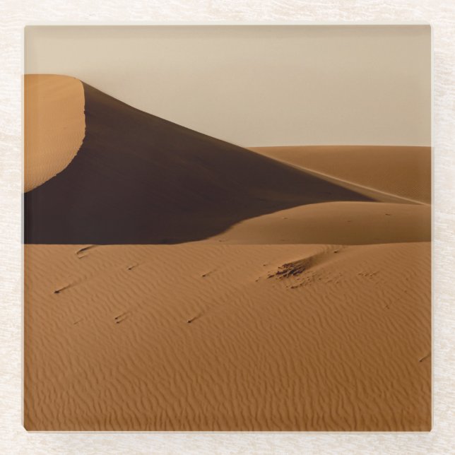 Posavasos De Vidrio Paisaje del desierto de las dunas de arena (Anverso)