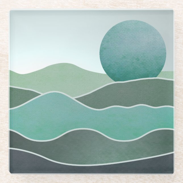 Posavasos De Vidrio Paisaje del Mundo Turquesa (Anverso)