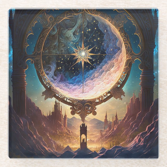 Posavasos De Vidrio Paisaje espacial de la fantasía cósmica (Anverso)