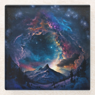 Posavasos De Vidrio Paisaje espacial de las montañas