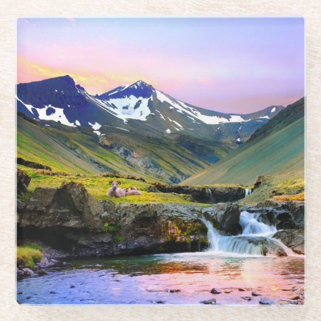 Posavasos De Vidrio Paisaje hermoso del paisaje de Islandia (Anverso)