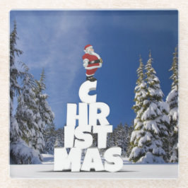 Posavasos De Vidrio paisaje invernal de los navidades