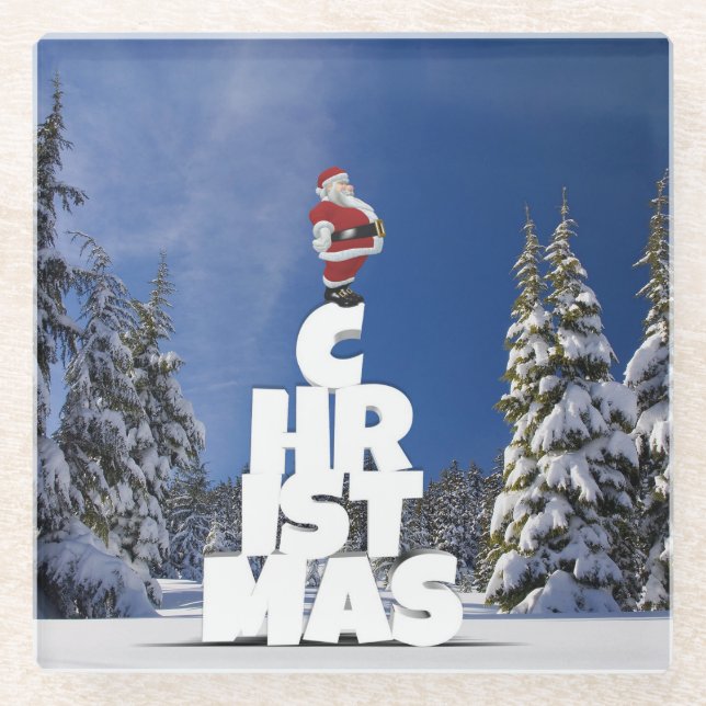 Posavasos De Vidrio paisaje invernal de los navidades (Anverso)