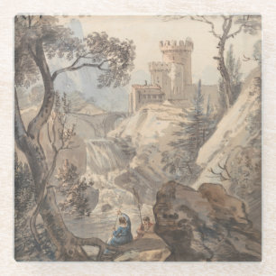Posavasos De Vidrio Paisaje italiano con castillo - Paul Sandby
